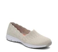 Skechers Women's Seager - Stat - Scalloped Collar, Engineered Skech-Knit Slip-on - Classic Fit, White, 5 UK