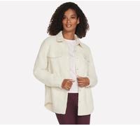 Skechers Women's Sherpa Shacket Top in Cream/White, Size Small | Polyester