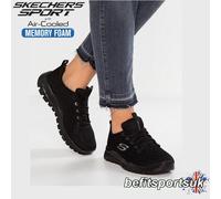 SKECHERS WOMENS SHOES ALL BLACK LADIES MEMORY FOAM GYM SKETCHERS TRAINER 4 5 6 7