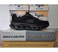 SKECHERS WOMENS SHOES BLACK GLIDE STEP LADIES MEMORY FOAM SLIP-ON TRAINERS 5 6