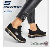 Skechers Women's Graceful Get Connected Sneaker, Black Mesh Rose Gold Trim, 5 UK