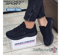 SKECHERS WOMENS SHOES BLACK SKETCHERS LADIES MEMORY FOAM SLIP-ON WALKING TRAINER