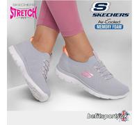 Skechers Womens Summits Top Player Sneaker, Gray Knit Pink Coral Trim, 6 UK