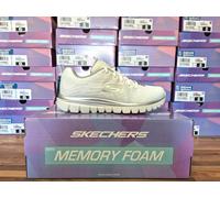 Skechers Get Connected WSL White-silver Womens trainers in a Plain Textile in Size 3