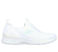 Skechers Women's Skech-Air Dynamight - Perfect Steps Sneaker in White/Mint, Size 7 | Textile/Synthetic, Vegan, Machine Washable