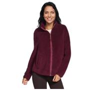 Skechers WOMENS SKECH-SHERPA JACKET, Fig, S Burgundy