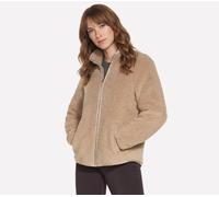 Skechers Women's Skech-Sherpa Jacket in Taupe/Brown, Size Medium | Polyester