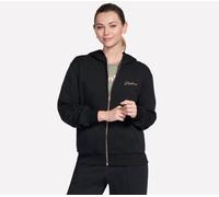 Skechers Women's SKECH SWEATS Signature Full Zip Hoodie in Black, Size XS | Cotton/Polyester