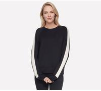 Skechers Women's Skechluxe Elevate Blocked Crewneck Top in Black, Size XL | Rayon/Polyester/Spandex