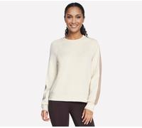 Skechers Women's Skechluxe Elevate Blocked Crewneck Top in Off White/Mauve, Size XL | Rayon/Polyester/Spandex