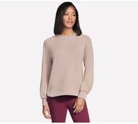 Skechers Women's Skechluxe Elevate Crewneck Top in Taupe/Brown, Size Medium | Rayon/Polyester/Spandex