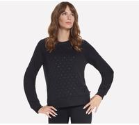 Skechers Women's Skechluxe Elevate Shine Crew Top in Black, Size Small | Rayon/Polyester/Spandex