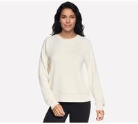 Skechers Women's Skechluxe Elevate Shine Crew Top in Off White/Mauve, Size Large | Rayon/Polyester/Spandex