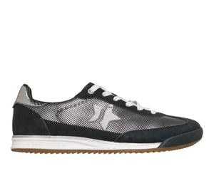 Skechers Women's SKX 92 - Perfectly Shimmered Sneaker in Black/Silver, Size 5 | Leather/Textile