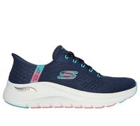 Skechers Women's Slip-ins: Arch Fit 2.0 - Easy Chic Sneaker in Navy Blue/Turquoise, Size 4 | Textile/Synthetic, Vegan, Machine Washable