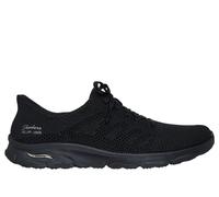 Skechers Women's Slip-ins: Arch Fit Sunny - Serene Steps Sneaker in Black, Size 6.5 | Textile/Synthetic, Vegan, Machine Washable