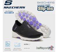 Skechers Women's GO Walk 6 Fabulous View Sneaker, Black Textile/Lavender Trim, 4 UK
