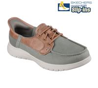 Skechers Women's On-The-Go Flex Palmilla Slip-On Sneakers, Olive Textile, 3 UK