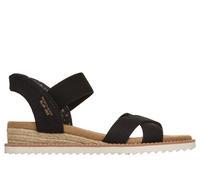 Skechers Women's Slip-ins: BOBS Desert Kiss - Golden Lily Sandals in Black, Size 5 | Textile, Vegan, Machine Washable
