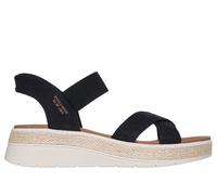 Skechers Women's Slip-ins: BOBS Sun Ray - Bright Take Sandals in Black, Size 4 Wide | Textile, Vegan, Machine Washable