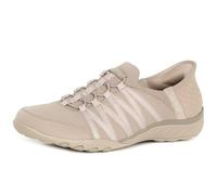 Skechers Womens Slip Ins: Breathe Easy Roll with Me Runners Tape Ripstop 4 (37) Taupe