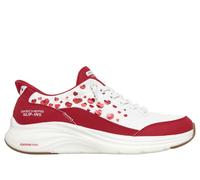 Skechers Women's Slip-ins: Contour Foam - Cosy Fit Sole Mate Sneaker in White/Red, Size 2 | Textile/Synthetic/Leather