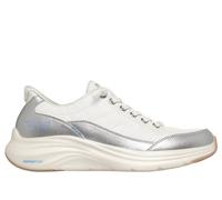 Skechers Women's Slip-ins: Contour Foam - Metallic Dream Sneaker in White/Silver, Size 8 | Textile/Synthetic, Machine Washable