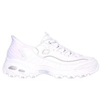 Skechers Women's Slip-ins: D'Lites Sneaker in White/Silver, Size 5.5 | Leather/Synthetic/Textile