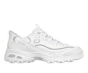 Skechers Women's Slip-ins: D'Lites - Winning Choice Sneaker in White/Silver, Size 7 | Leather/Synthetic/Textile