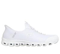 Skechers Women's Slip-ins: Glide-Step - Pursuit Sneaker in White/Silver, Size 6 | Textile/Synthetic, Vegan, Machine Washable