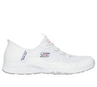 Skechers Women's Slip-ins: Gratis Sport - Leisurely Sneaker in White/Navy Blue, Size 5 | Synthetic/Textile, Machine Washable