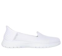 Skechers Women's Slip-ins: On-the-GO Flex - Clover Flats in White, Size 4 | Textile/Synthetic, Vegan, Machine Washable