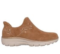 Skechers Women's Slip-ins Relaxed Fit: Easy Going - Floral Moment Boots in Chestnut, Size 7 | Leather