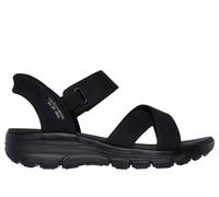 Skechers Women's Slip-ins Relaxed Fit: Easy Going - Somewhere Sunny Sandals in Black, Size 4.5 | Synthetic/Textile, Vegan