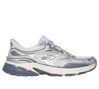 Skechers Metallic Overlay Mesh Lace-Up Slip- Runners Womens 4 (37) White