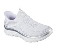 Skechers Women's Summits Plus Soft Luster Sneaker, White Mesh/Silver Trim, 6.5 UK