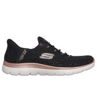 Skechers Women's Slip-ins: Summits - Brilliant Shine Sneaker in Black/Rose Gold, Size 3 Wide | Textile/Synthetic, Vegan