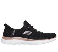 Skechers Women's Slip-ins: Summits - Brilliant Shine Sneaker in Black/Rose Gold, Size 4 | Textile/Synthetic, Vegan