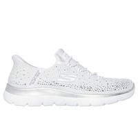 Skechers Women's Summits-Brilliant Shine Hands Free Slip-ins Sneaker, White Silver WSL, 2.5 UK