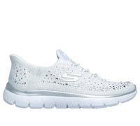 Skechers Women's Slip-ins: Summits - Brilliant Shine Sneaker in White/Silver, Size 3 | Textile/Synthetic, Vegan