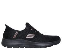 Skechers Women's Slip-ins: Summits - Classy Night Sneaker in Black/Gold, Size 3.5 | Textile/Synthetic, Vegan, Machine Washable