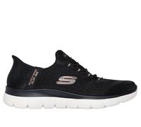 Skechers Women's Slip-ins: Summits - Classy Night Sneaker in Black/Rose Gold, Size 4 Wide | Textile/Synthetic, Vegan, Machine Washable