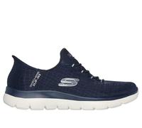 Skechers Women's Slip-ins: Summits - Classy Night Sneaker in Navy Blue/Silver, Size 3.5 | Textile/Synthetic, Vegan, Machine Washable