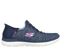 Skechers Women's Slip-ins: Summits - Dazzling Haze Sneaker in Navy Blue/Purple, Size 4 | Textile/Synthetic, Vegan, Machine Washable