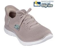 Skechers Women's Summits New Daily Sneaker, Taupe Knit/Mint Trim, 4 UK