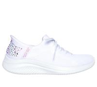 Skechers Women's Slip-ins: Ultra Flex 3.0 - Shining Glitz Sneaker in White, Size 4 | Textile/Synthetic, Vegan