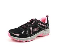 Skechers Women's Sneaker, Black Leather Mesh Hot Pink Trim, 4 UK