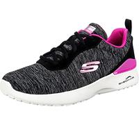 SKECHERS Women's Sneaker, Black Mesh Hot Pink Trim, 8 UK