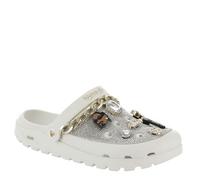 Skechers Women's Snoop Dogg: Arch Fit Footsteps-Rolling N Gold Clog, White, 10