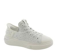 Skechers Women's Snoop ONE Rhine-Stoned Sneaker, White, 4 UK